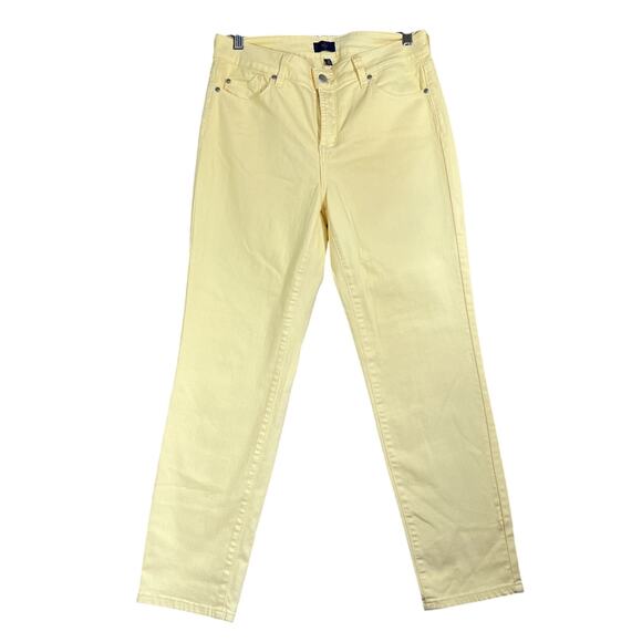 NYDJ Jeans Women's 10 Slim Leg 27" Ankle Yellow Stretch Denim Lift Tuck - Picture 1 of 11